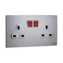 Legrand Mallia Senses 13A 2 Gang Single Pole Switched Socket with LED Dark Silver 281115DS 0