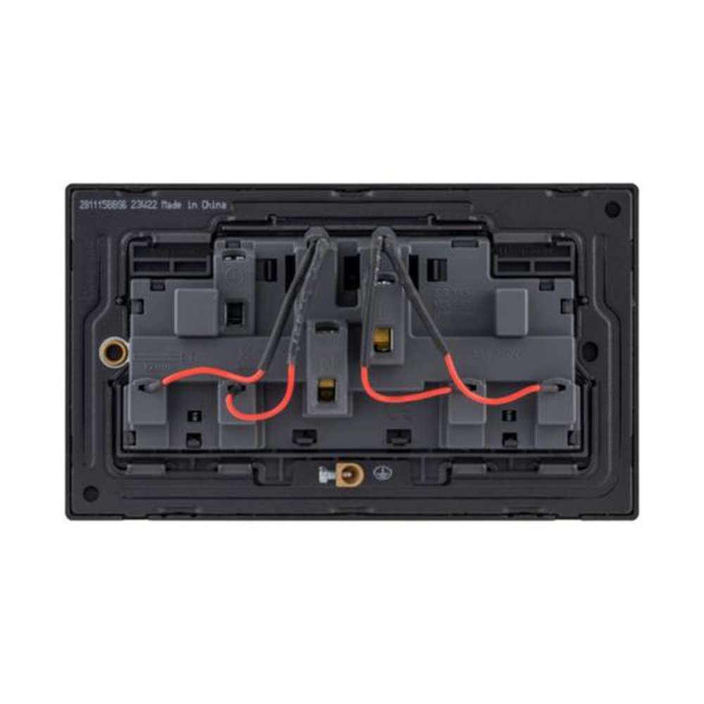 Legrand Mallia Senses 13A 2 Gang Single Pole Switched Socket with LED, Dual Outlets with Status Cue, Premium Finish, Suitable for Modern Interior – Dark Silver 2