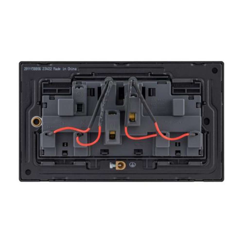 Legrand Mallia Senses 13A 2 Gang Single Pole Switched Socket with LED, Dual Outlets with Status Cue, Premium Finish, Suitable for Modern Interior – Matt Black 2