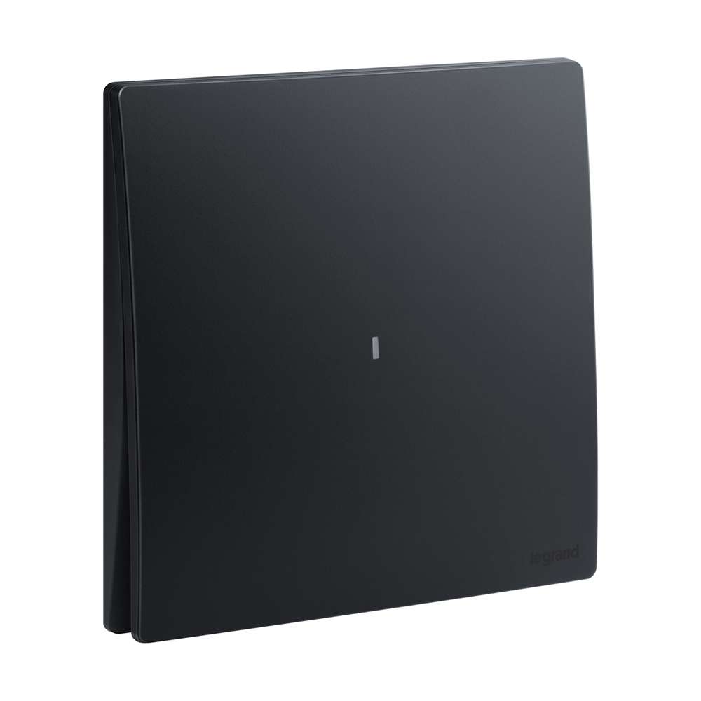 Legrand Mallia Senses 1-Gang 16AX Intermediate Illuminated Switch, Locator-ready 3-Way Control, Suitable for Home & Office - Matt Black 0