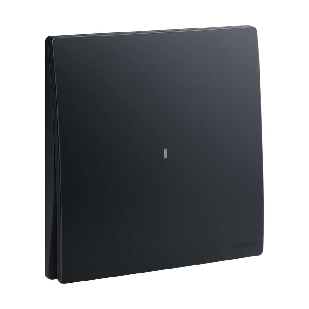 Legrand Mallia Senses 1-Gang 1-Way, 16AX Illuminated Switch, Night-Locator Single-Point Control, Suitable for Home & Office - Matt Black 0