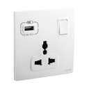 Legrand Mallia Senses 1 Gang Multistandard Switched Socket with USB-A White 281121AMW 0