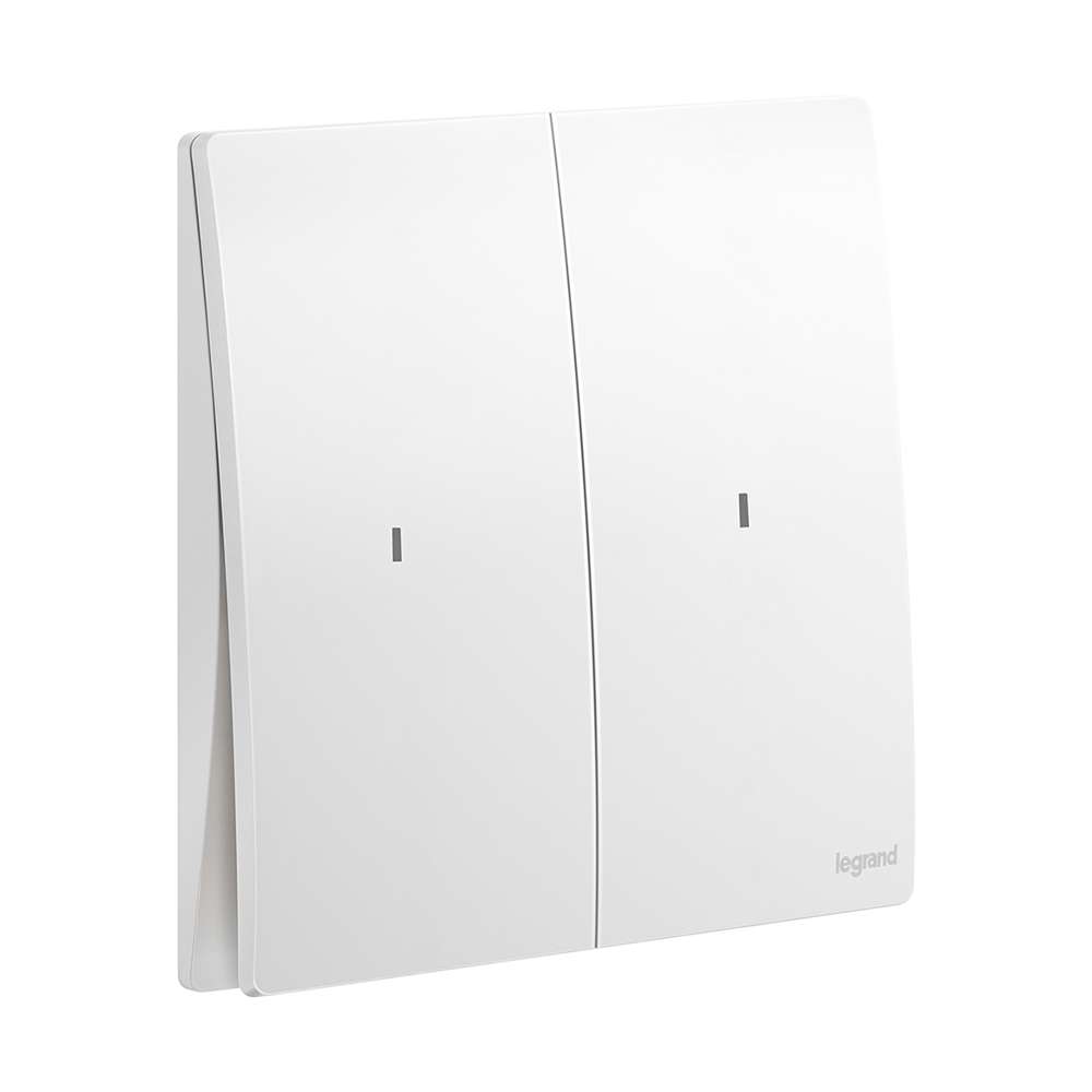 Legrand Mallia Senses 2-Gang 2-Way 16AX Illuminated Switch, Two-Point, Dual-Circuit Control, Suitable for Home & Office - White 0