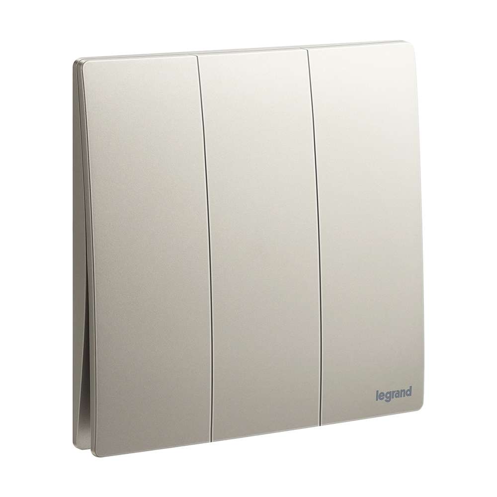 Legrand Mallia Senses 3-Gang 1-Way 16AX Switch, Triple Single-Point Control, Suitable for Home & Office - Champagne 0