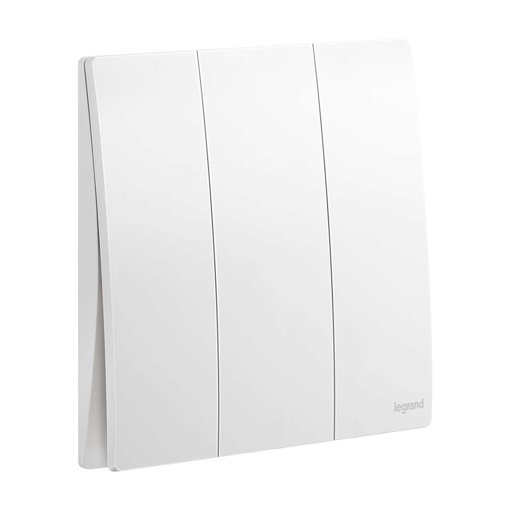Legrand Mallia Senses 3-Gang 2-Way 16AX Switch,Two-Point, Triple-Circuit Control, Suitable for Home & Office - White 0