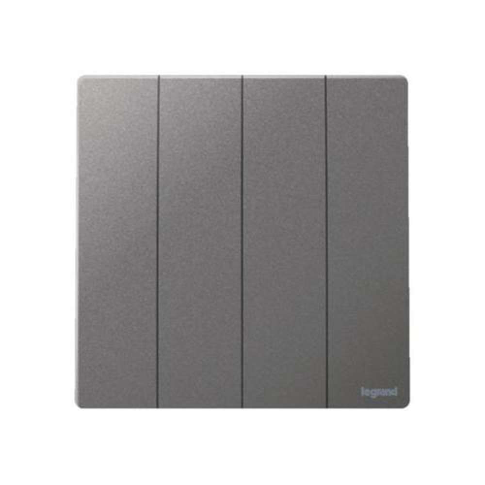 Legrand Mallia Senses 4-Gang 2-Way 16AX Switch,Two-point, Four-Circuit Control, Suitable for Modern Interior - Dark Silver 1