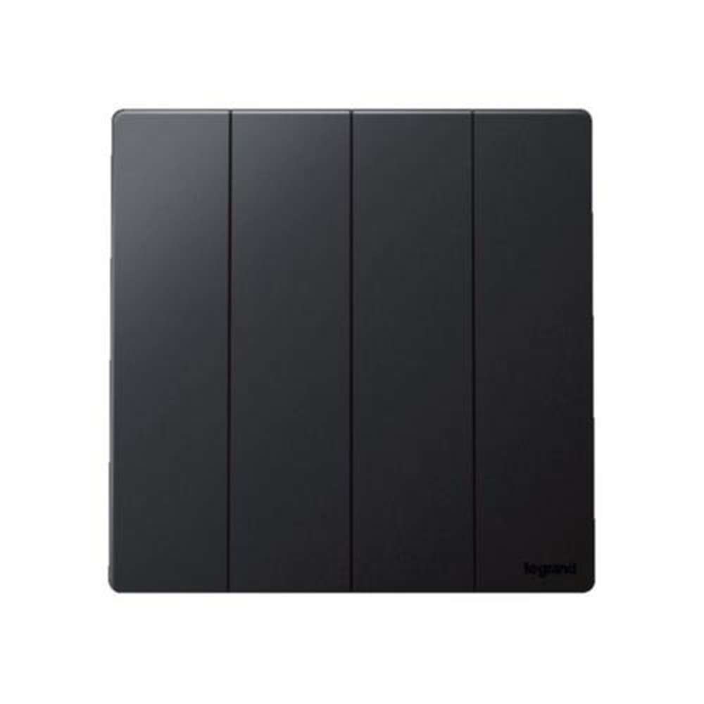Legrand Mallia Senses 4-Gang 2-Way 16AX Switch,Two-point, Four-Circuit Control, Suitable for Modern Interior - Matt Black 1