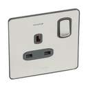 Legrand Synergy 13A Double Pole Single Switched Socket with LED Brushed Stainless 832061 0