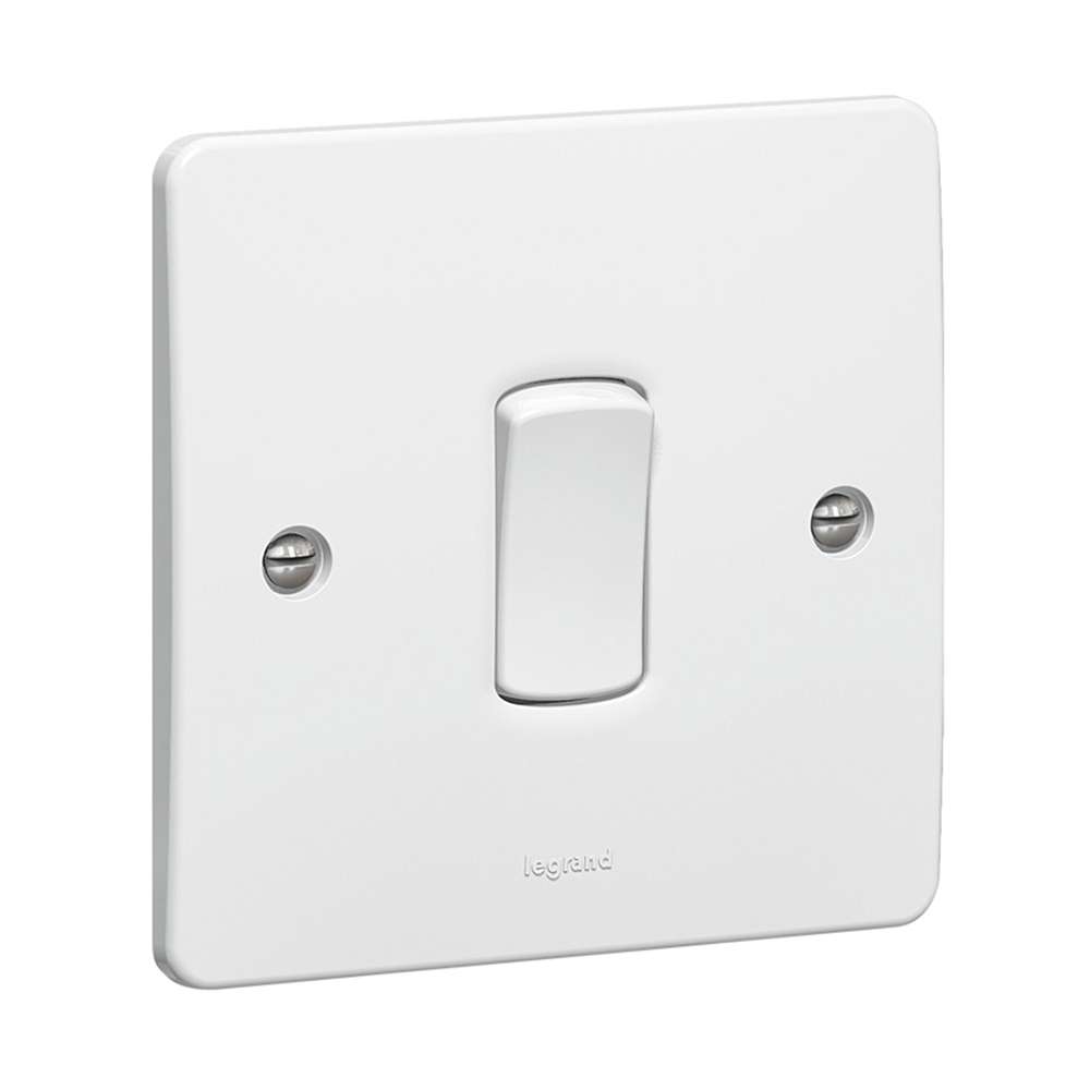 Legrand Synergy 20 AX 1-Way Switch, 1 Gang, Heavy-duty Single-Point Control, Suitable for Home - White 0