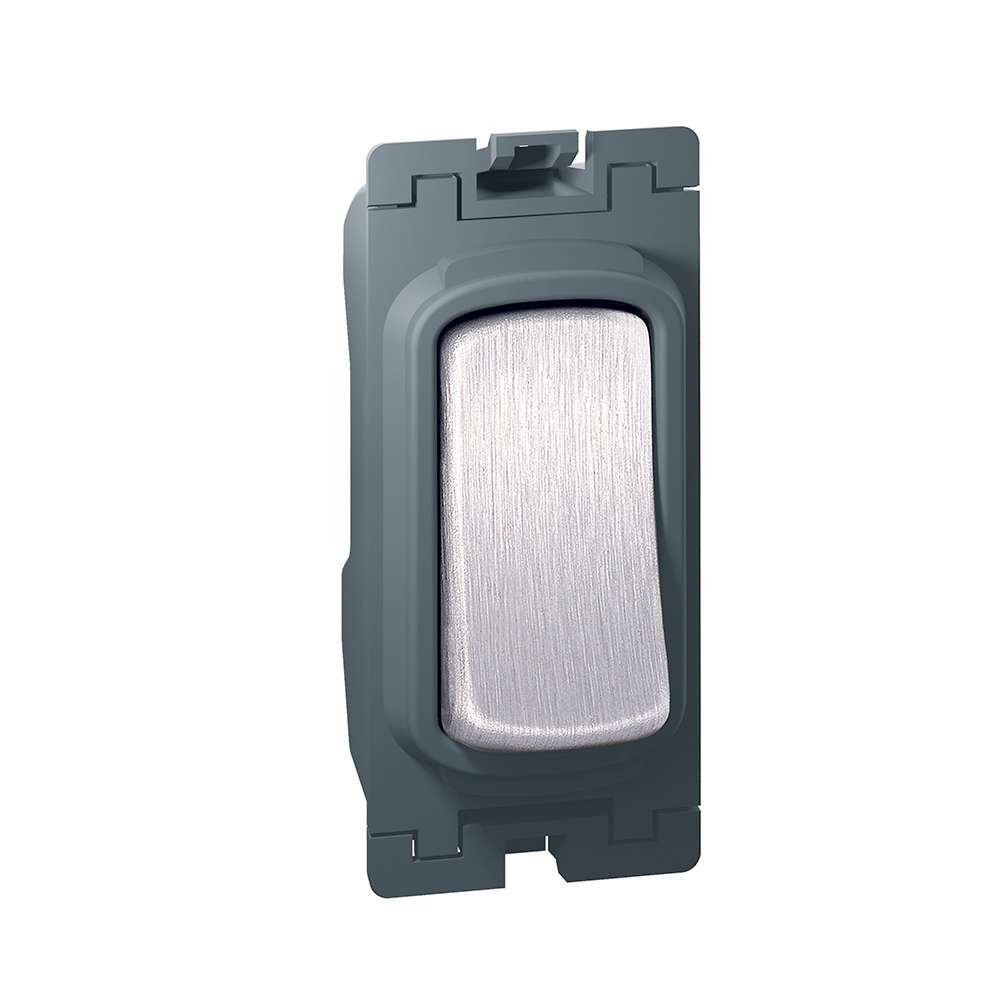 Legrand Synergy 20 AX Single Pole 2-Way Switch, Heavy-duty Two-Point Control, Suitable for Home & Office, Brushed Stainless Front - White