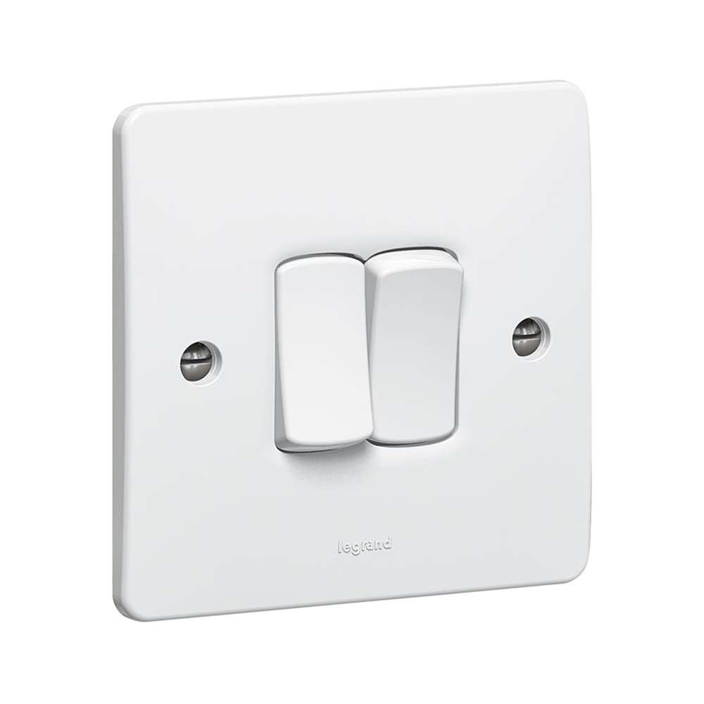 Legrand Synergy 2-Gang 1-Way 20AX Switch, Heavy-Duty Dual Circuits, Single Point, Suitable for Home & Office - White 0