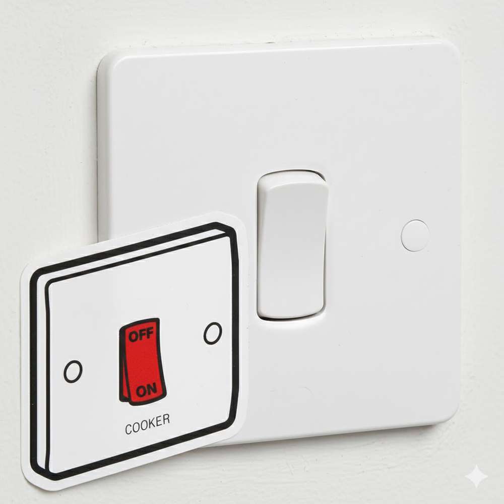 Legrand Synergy 45A Double Pole Switch COOKER (3×6), High-Visibility Isolation, Suitable for Home Kitchen - White
