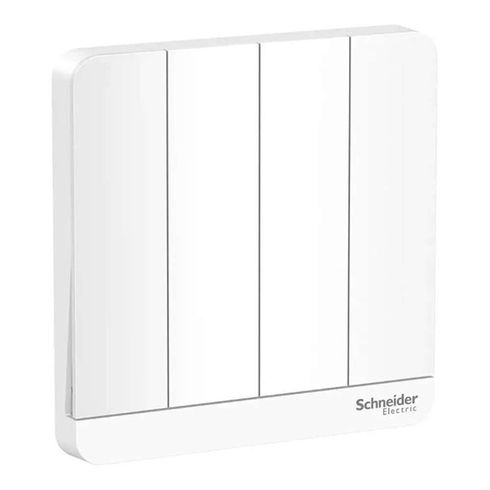 Schneider Electric AvatarOn 4 Gang 2 Way Switch, 10AX, Clean White, Flush-Mount 0