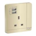 Schneider Electric AvatarOn 13A Switched Socket with Dual USB (2×2.1A), Wine Gold, Flush-Mount 0