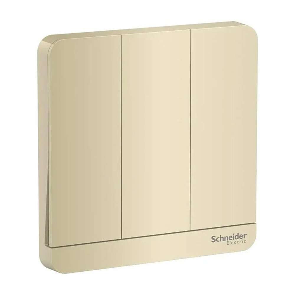 Schneider Electric AvatarOn 3 Gang 1 Way Switch with Locator LED, 16AX/20A 250V, Wine Gold, Flush-Mount 0