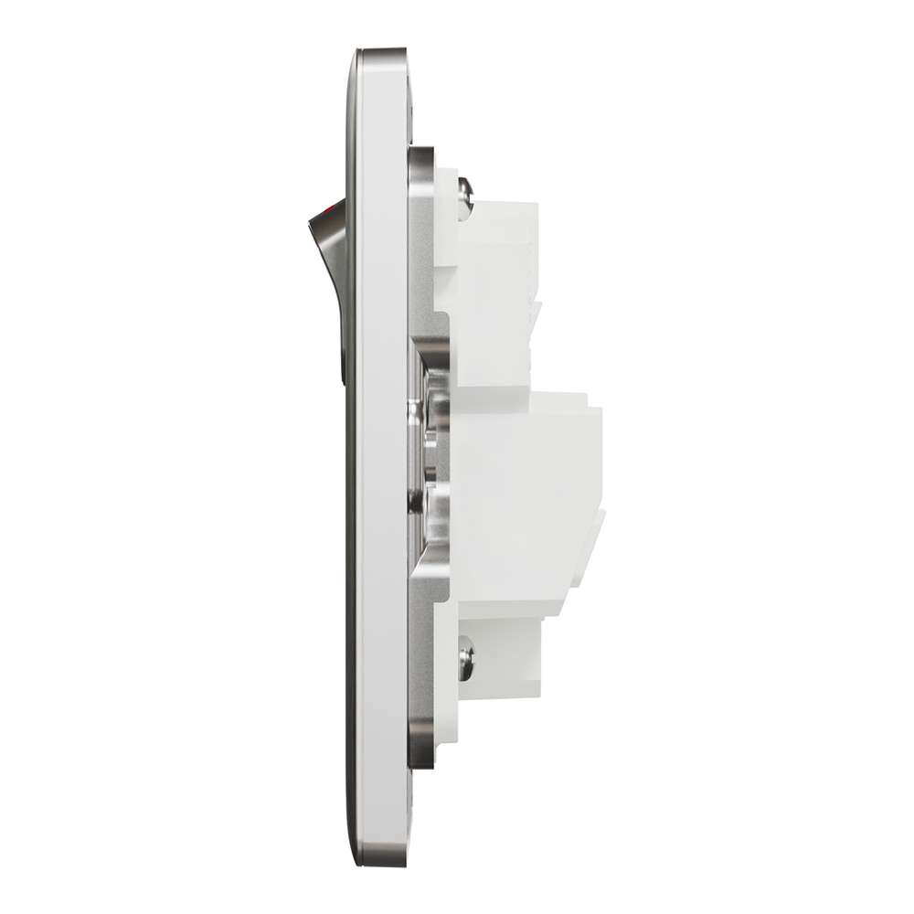 Schneider Electric UnicaX 13A 250V 1-Gang Double-Pole Switched Socket with LED, Stainless Steel 1