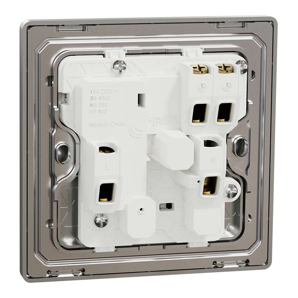 Schneider Electric UnicaX 13A 250V 1-Gang Switched Socket, Stainless Steel 6
