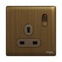 Schneider Electric UnicaX 13A 250V 1-Gang Switched Socket with LED, Antique Brass 0