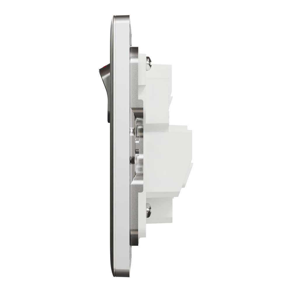 Schneider Electric UnicaX 13A 250V 1-Gang Switched Socket with LED, Stainless Steel 2