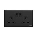 Schneider Electric UnicaX 13A 250V 2-Gang Double-Pole Switched Socket, Jet Black 0