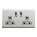 Schneider Electric UnicaX 13A 250V 2-Gang Double-Pole Switched Socket, Stainless Steel 0