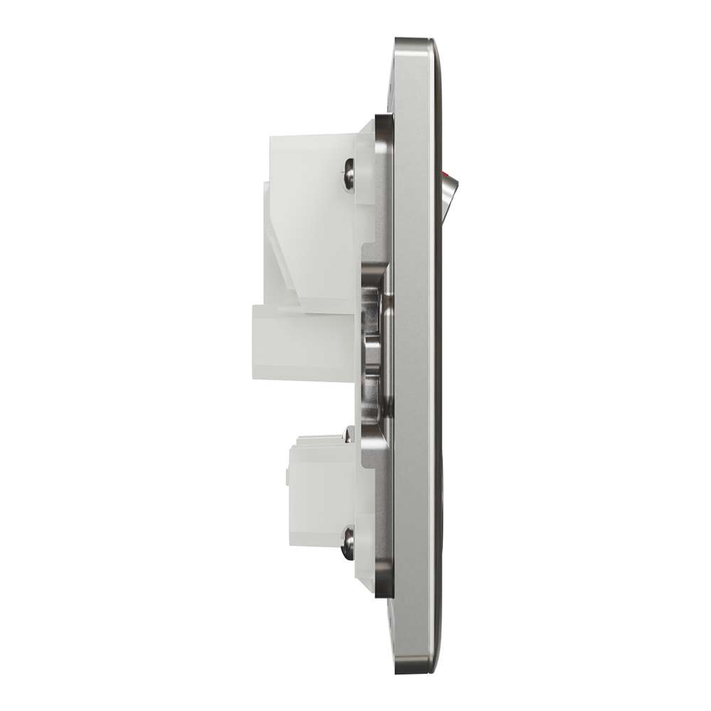 Schneider Electric UnicaX 13A 250V 2-Gang Double-Pole Switched Socket, Stainless Steel 1