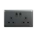 Schneider Electric UnicaX 13A 250V 2-Gang Double-Pole Switched Socket with LED, Dark Grey 0