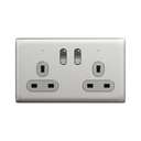 Schneider Electric UnicaX 13A 250V 2-Gang Double-Pole Switched Socket with LED, Stainless Steel 0