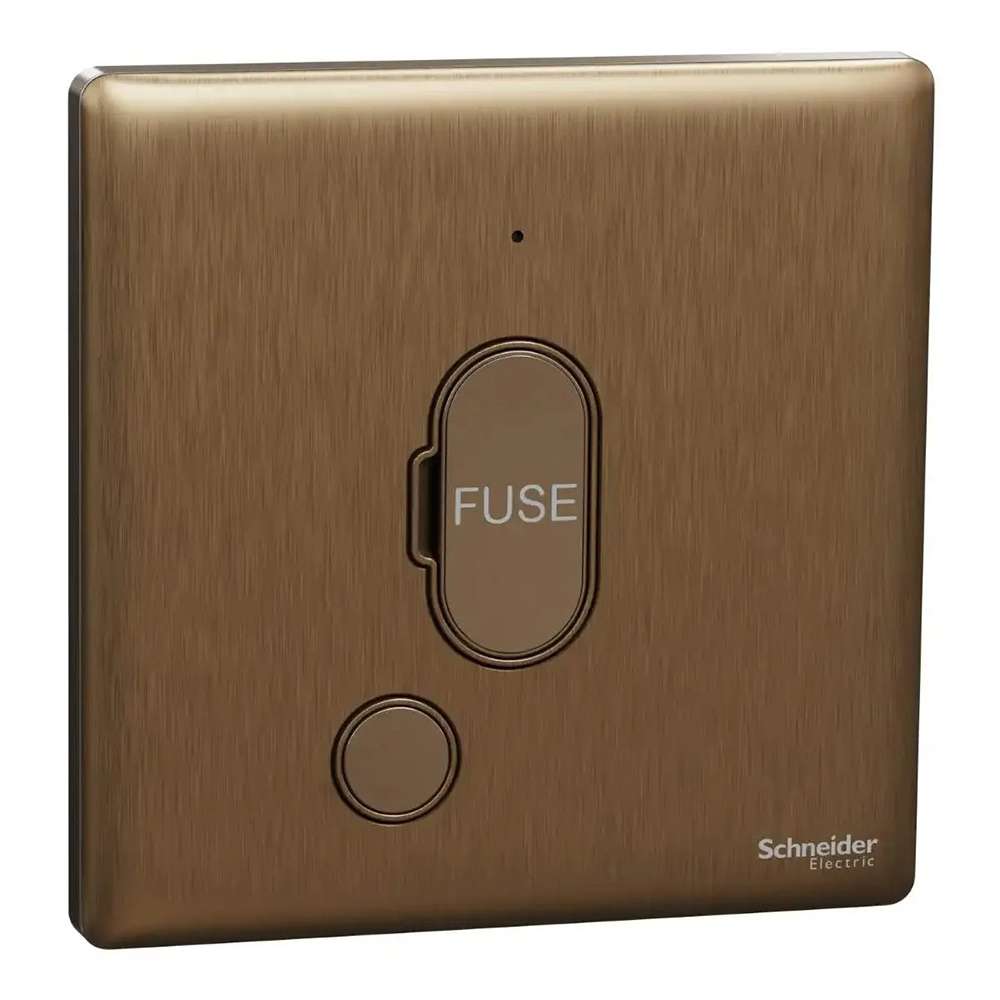 Schneider Electric UnicaX 13A Fused Spur with Neon, Premium Finish, Dark Bronze, Flush-Mount