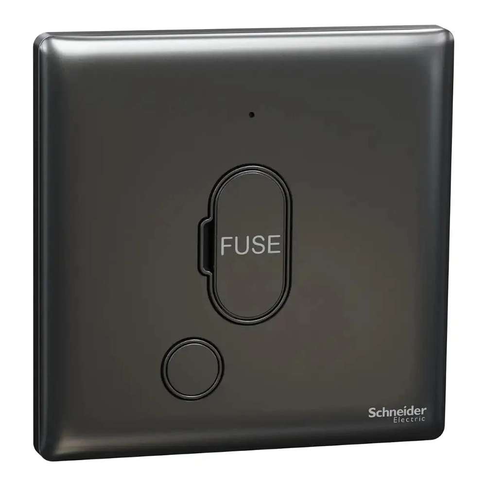Schneider Electric UnicaX 13A Fused Spur with Neon, Graphite Tone, Dark Grey, Flush-Mount