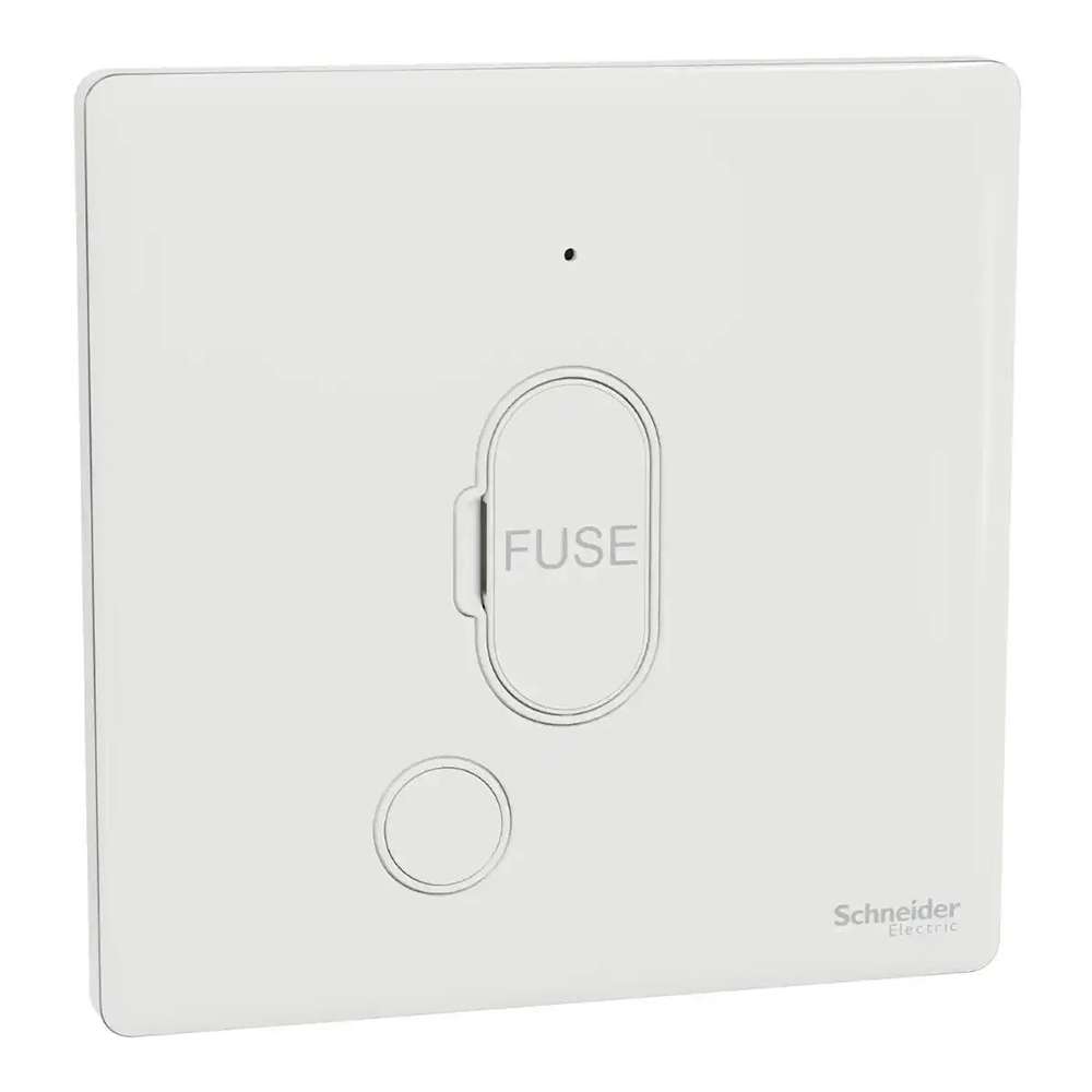 Schneider Electric UnicaX 13A Fused Spur with Neon, Minimalist Style, Painted White, Flush-Mount