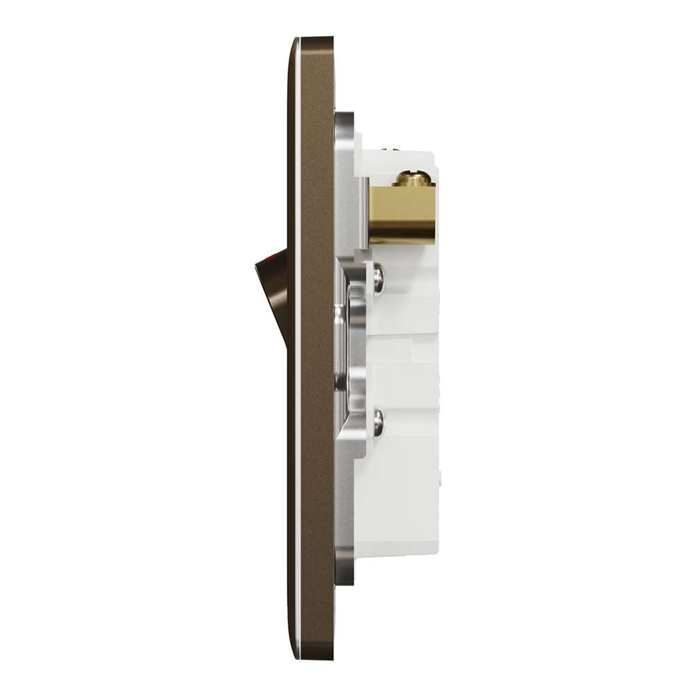 Schneider Electric UnicaX 13A Switched Fused Spur with Neon, Warm Metallic, Antique Brass, Flush-Mount 5