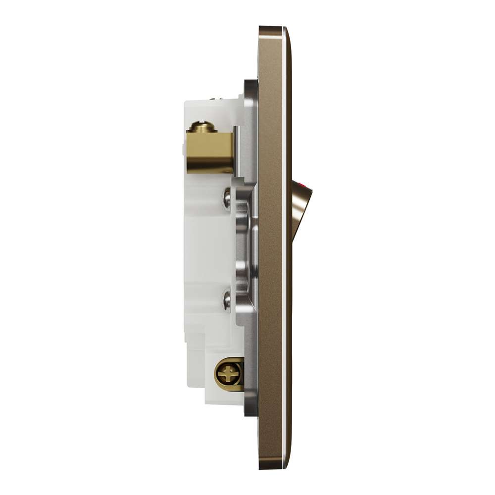 Schneider Electric UnicaX 13A Switched Fused Spur with Neon, Warm Metallic, Antique Brass, Flush-Mount 6