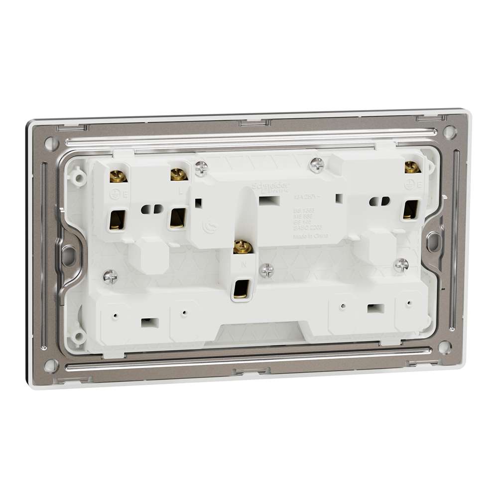 Schneider Electric UnicaX 13A 250V Twin-Gang Switched Socket, Dark Grey 2