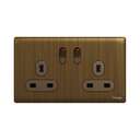 Schneider Electric UnicaX 13A 250V Twin-Gang Switched Socket with LED, Antique Brass 0