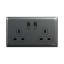 Schneider Electric UnicaX 13A 250V Twin-Gang Switched Socket with LED, Dark Grey 0