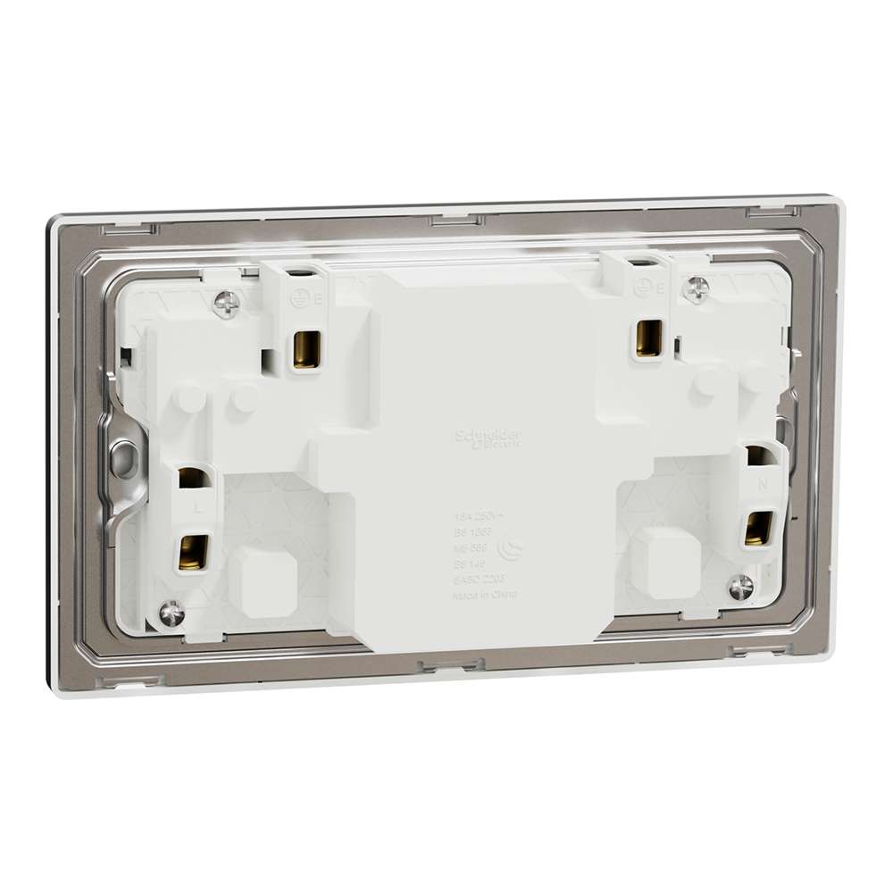 Schneider Electric UnicaX 13A Twin Switched Socket with A+C USB Charger, Dark Grey 2