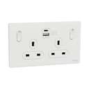 Schneider Electric UnicaX 13A Twin Switched Socket with A+C USB Charger, Painted White 0