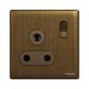 Schneider Electric UnicaX 15A 250V 1-Gang 3 Round Pin Switched Socket with LED, Antique Brass 1