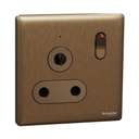 Schneider Electric UnicaX 15A 250V 1-Gang 3 Round Pin Switched Socket with LED, Dark Bronze 0
