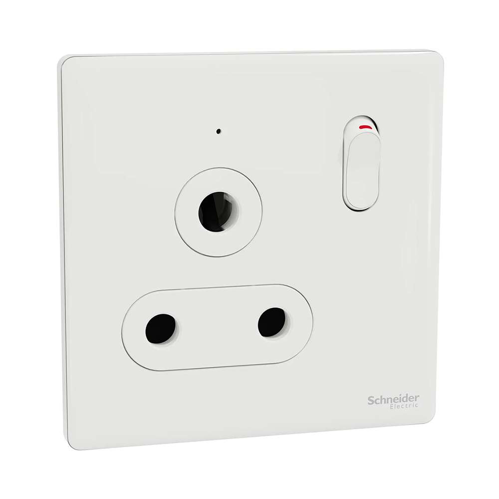 Schneider Electric UnicaX 15A 250V 1-Gang 3 Round Pin Switched Socket with LED, Painted White