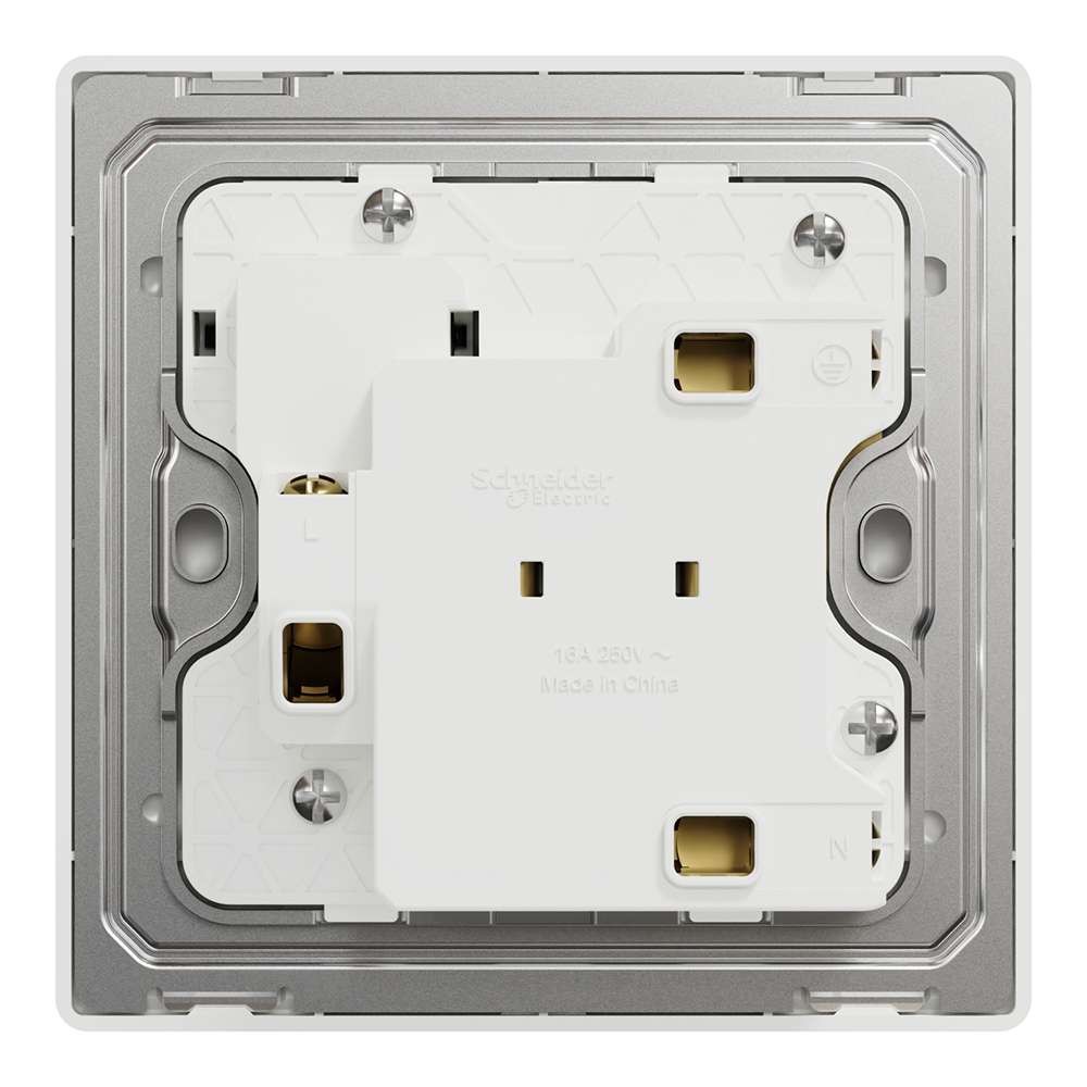 Schneider Electric UnicaX 16A 1-Gang International Socket, Jet Black, Shuttered & Multi‑Standard 3