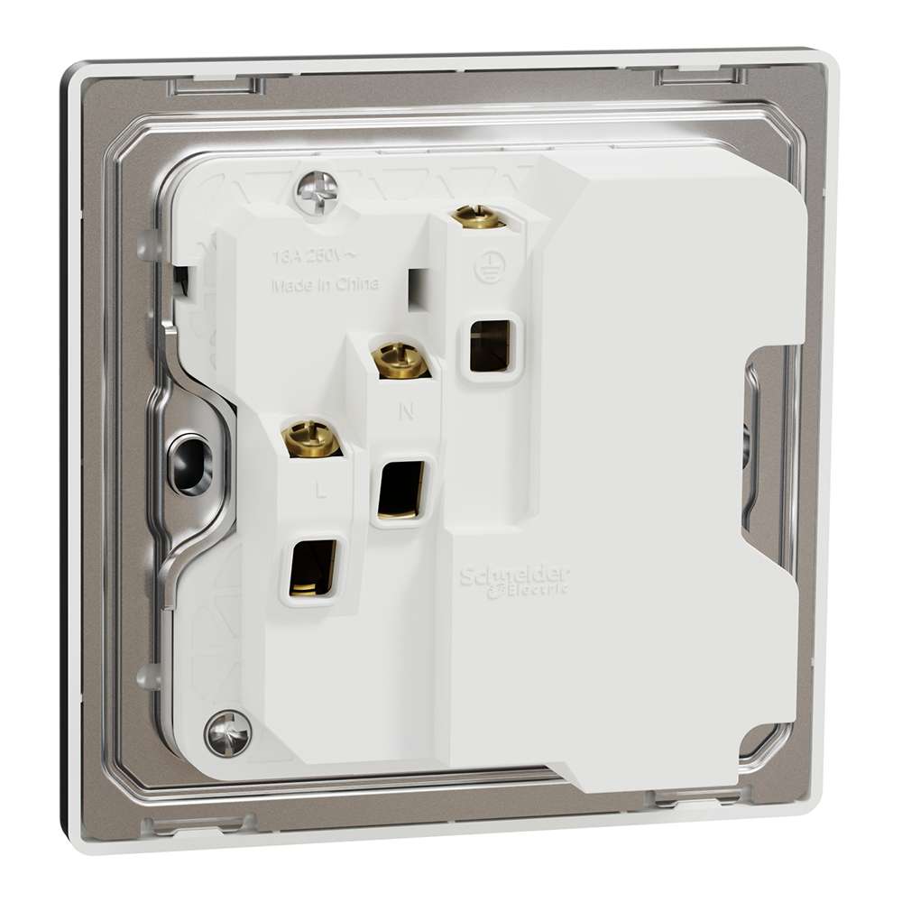 Schneider Electric UnicaX 16A 1-Gang International Socket with USB, Dark Grey, Shuttered & Integrated Charging 2