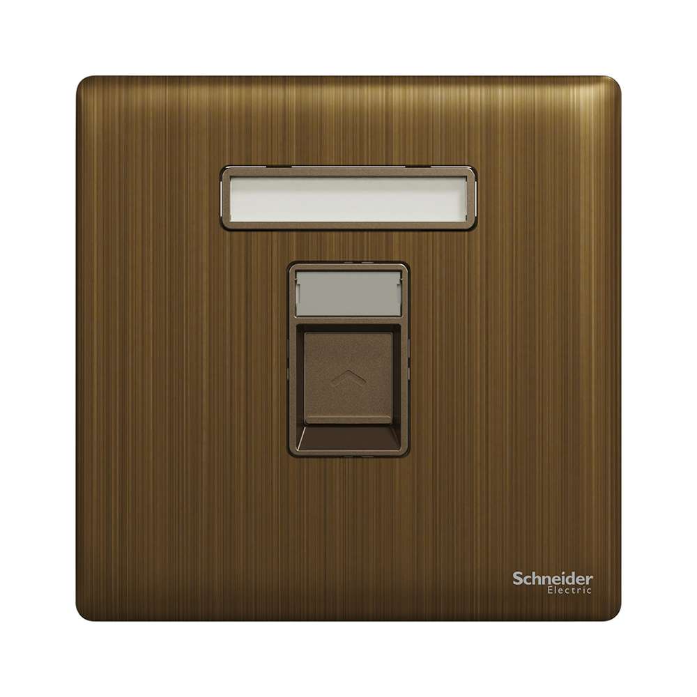 Schneider Electric UnicaX 1-Gang Telephone Socket, Antique Brass, Shielded Port & Clean Labels