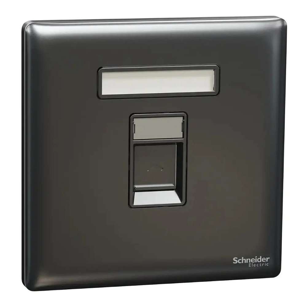 Schneider Electric UnicaX 1-Gang Telephone Socket, Dark Grey, Shielded Port & Clean Labels 0
