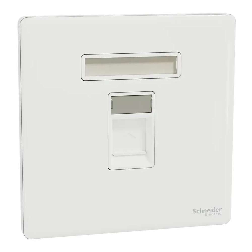 Schneider Electric UnicaX 1-Gang Telephone Socket, Painted White, Shielded Port & Clean Labels
