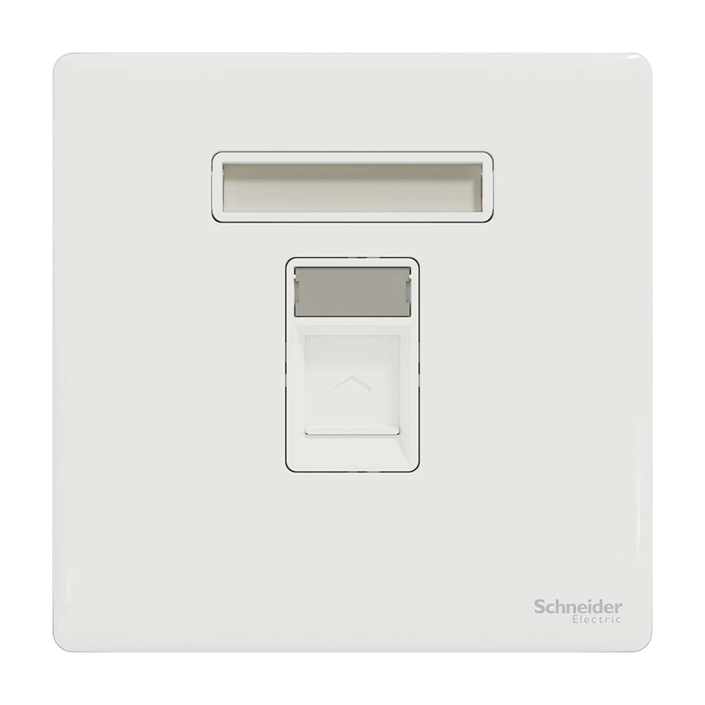 Schneider Electric UnicaX 1-Gang Telephone Socket, Painted White, Shielded Port & Clean Labels 1