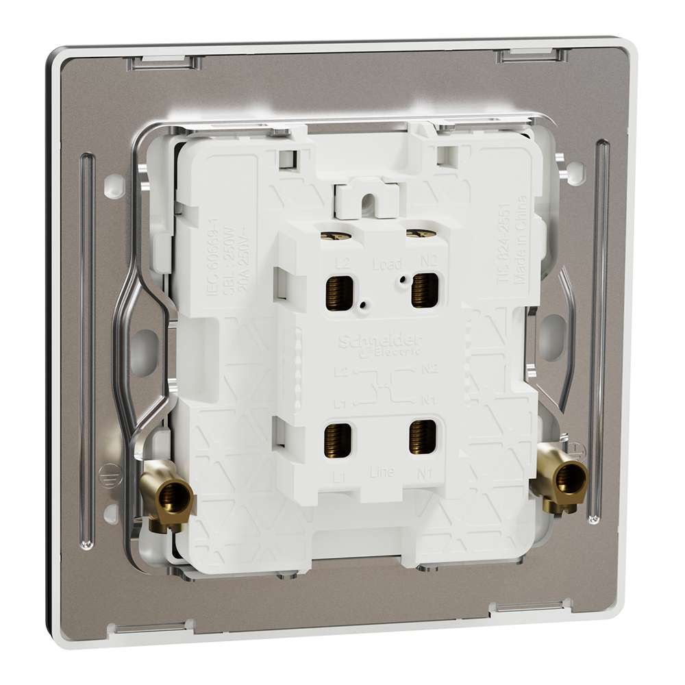 Schneider Electric UnicaX 20A 1-Gang DP with LED & Earth, Jet Black 1