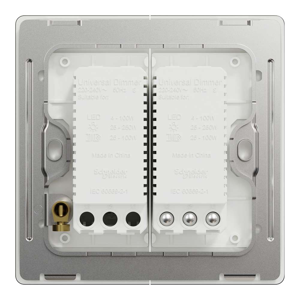 Schneider Electric UnicaX 2 Gang 250W Rotary Dimmer, Antique Brass, Smooth Control, Flush-Mount 2