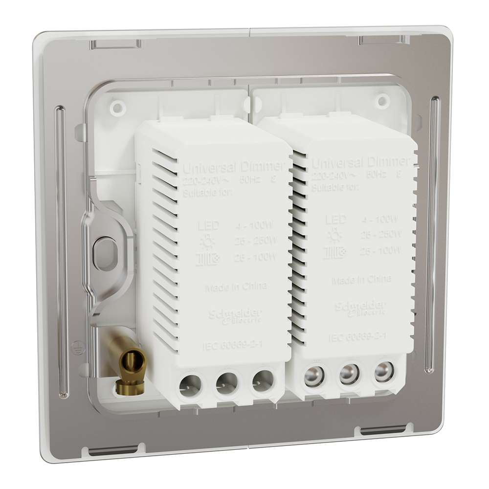 Schneider Electric UnicaX 2 Gang 250W Rotary Dimmer, Painted White, Smooth Control, Flush-Mount 2